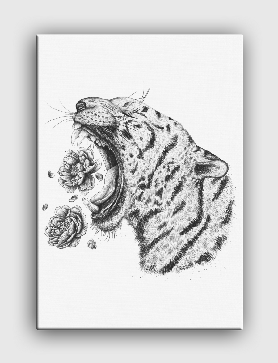 Tiger with flowers