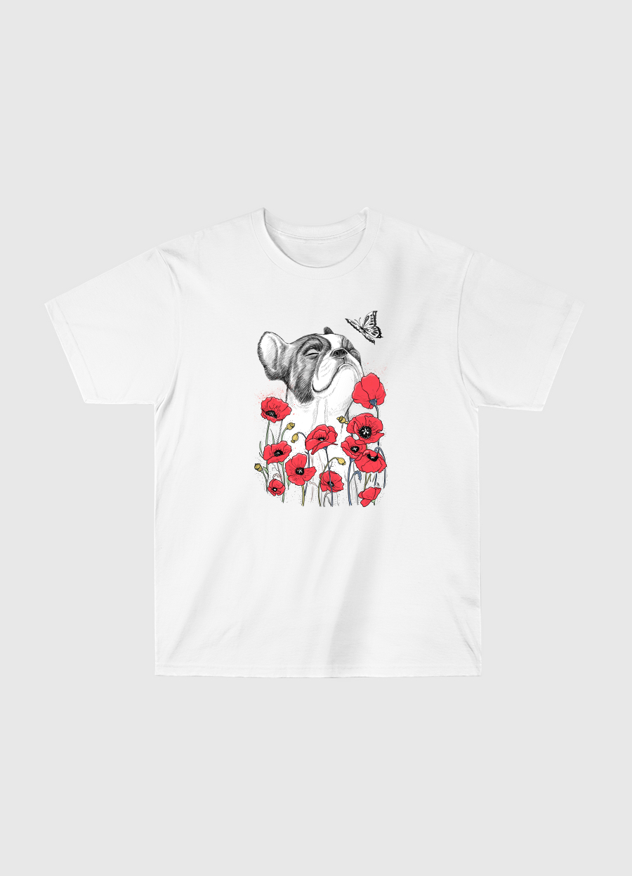 Pug in flowers
