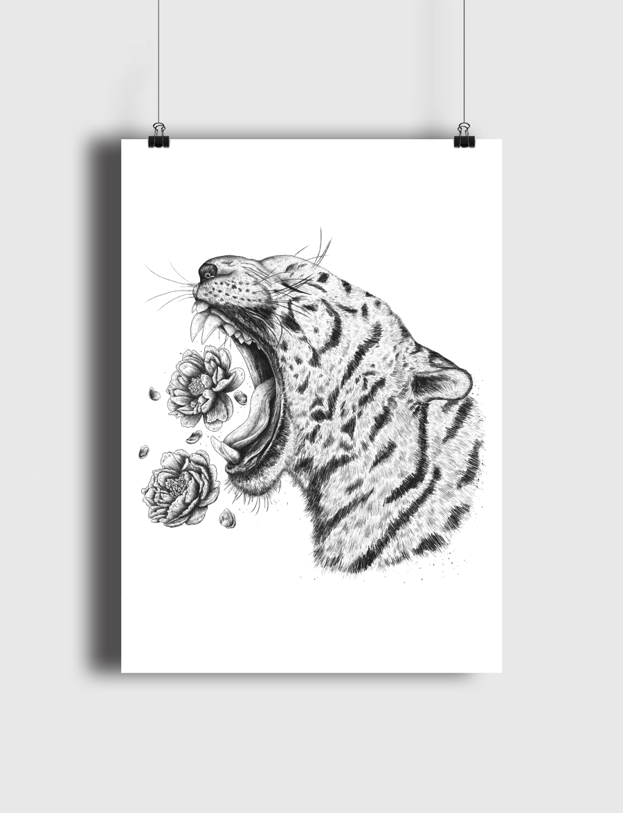 Tiger with flowers
