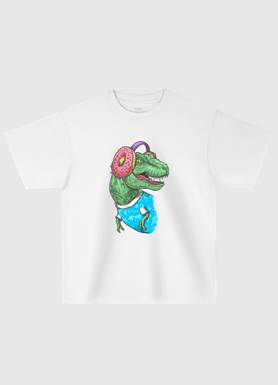 T-rex with headphones