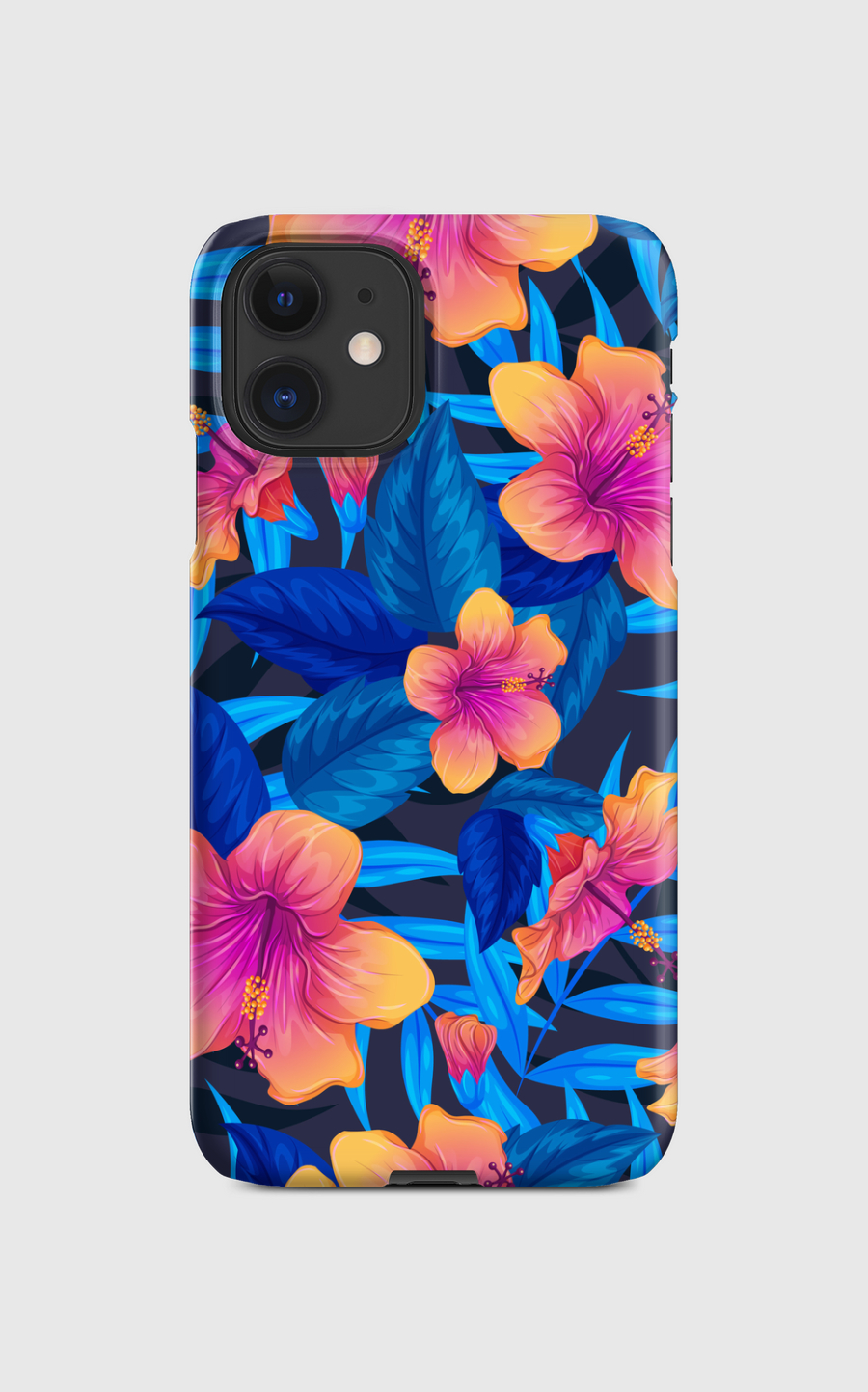 blue topical floral design
