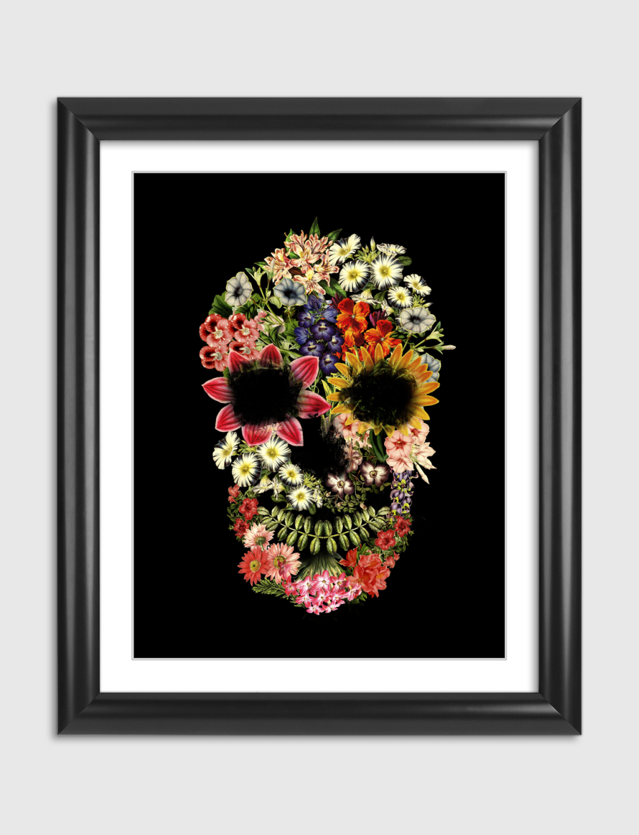 Floral Skull Vintage Black