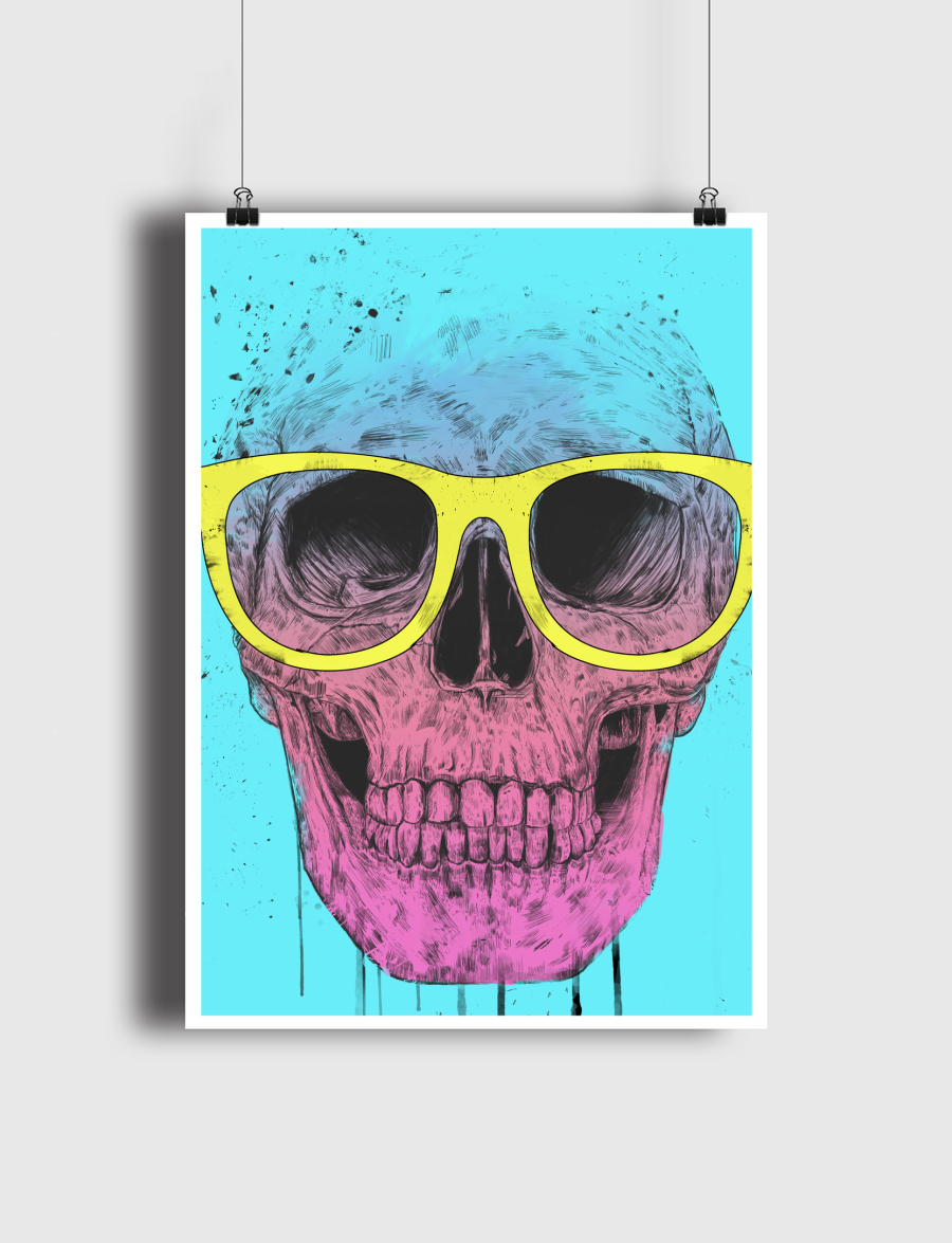Pop art skull with glasses