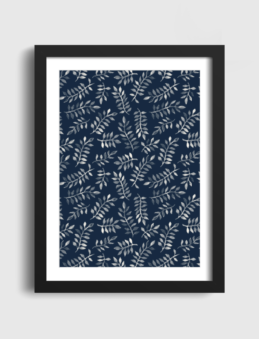 White Leaves on Navy