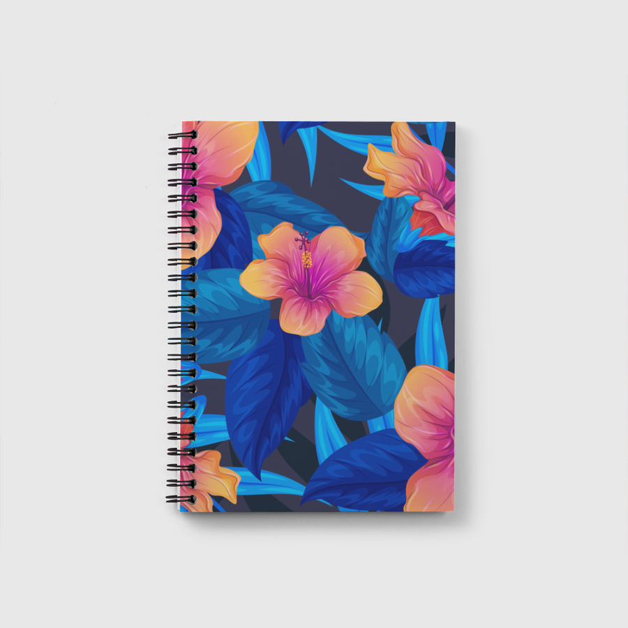 blue topical floral design