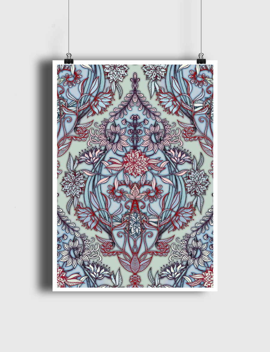 Red & Blue Nature Doodle