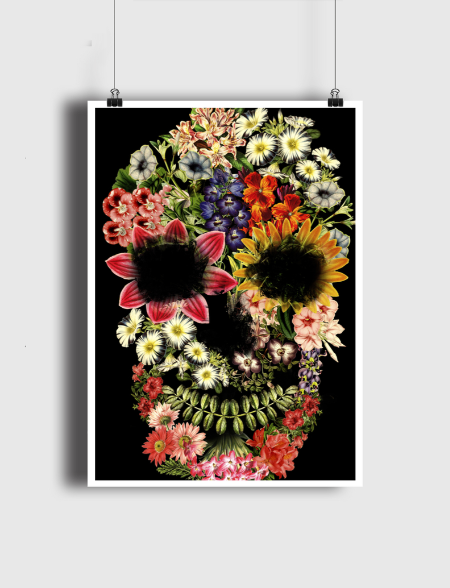 Floral Skull Vintage Black