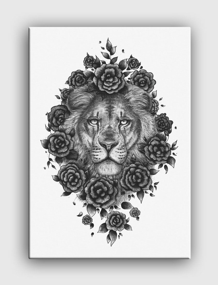 Lion in flowers