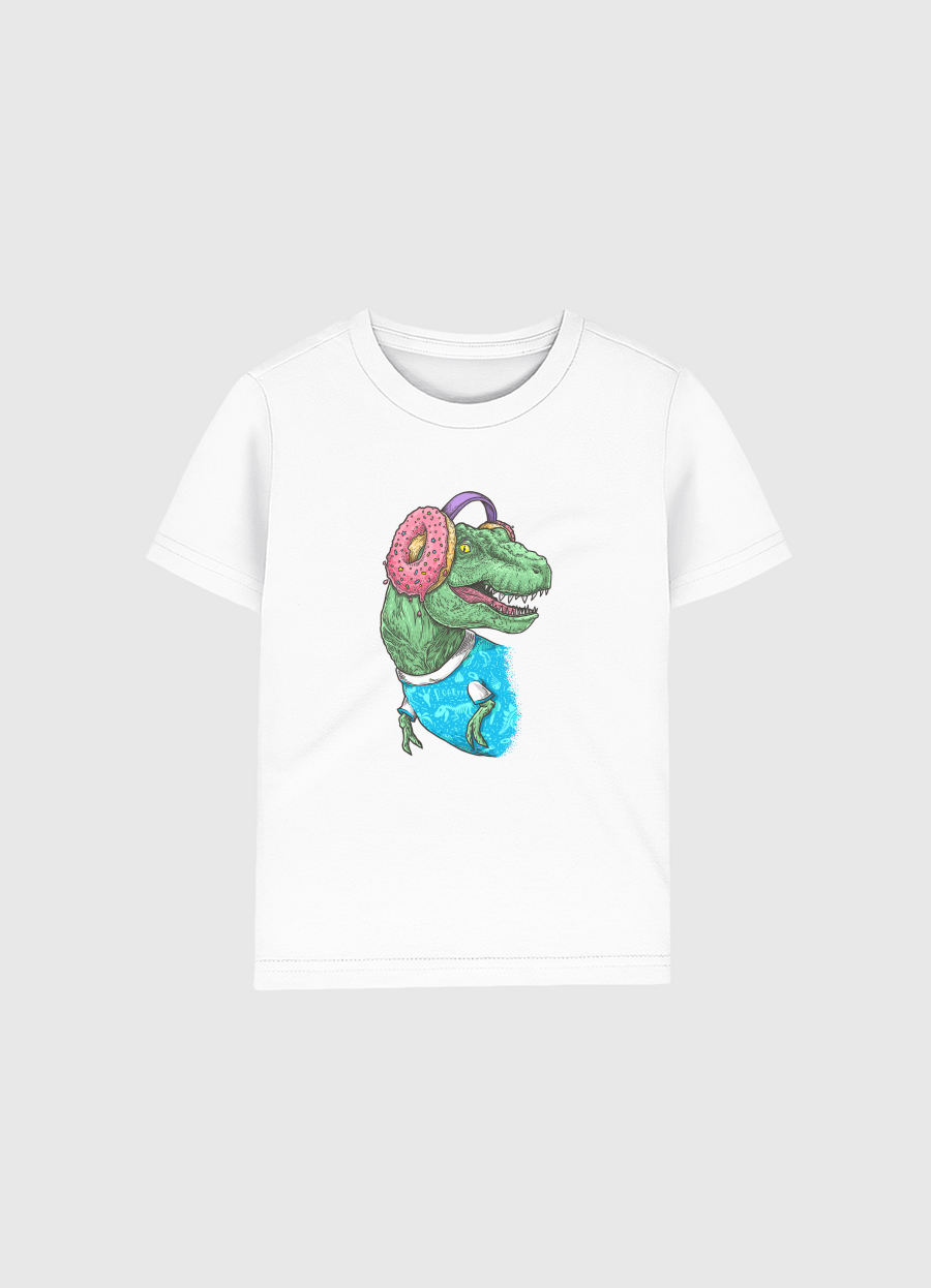 T-rex with headphones