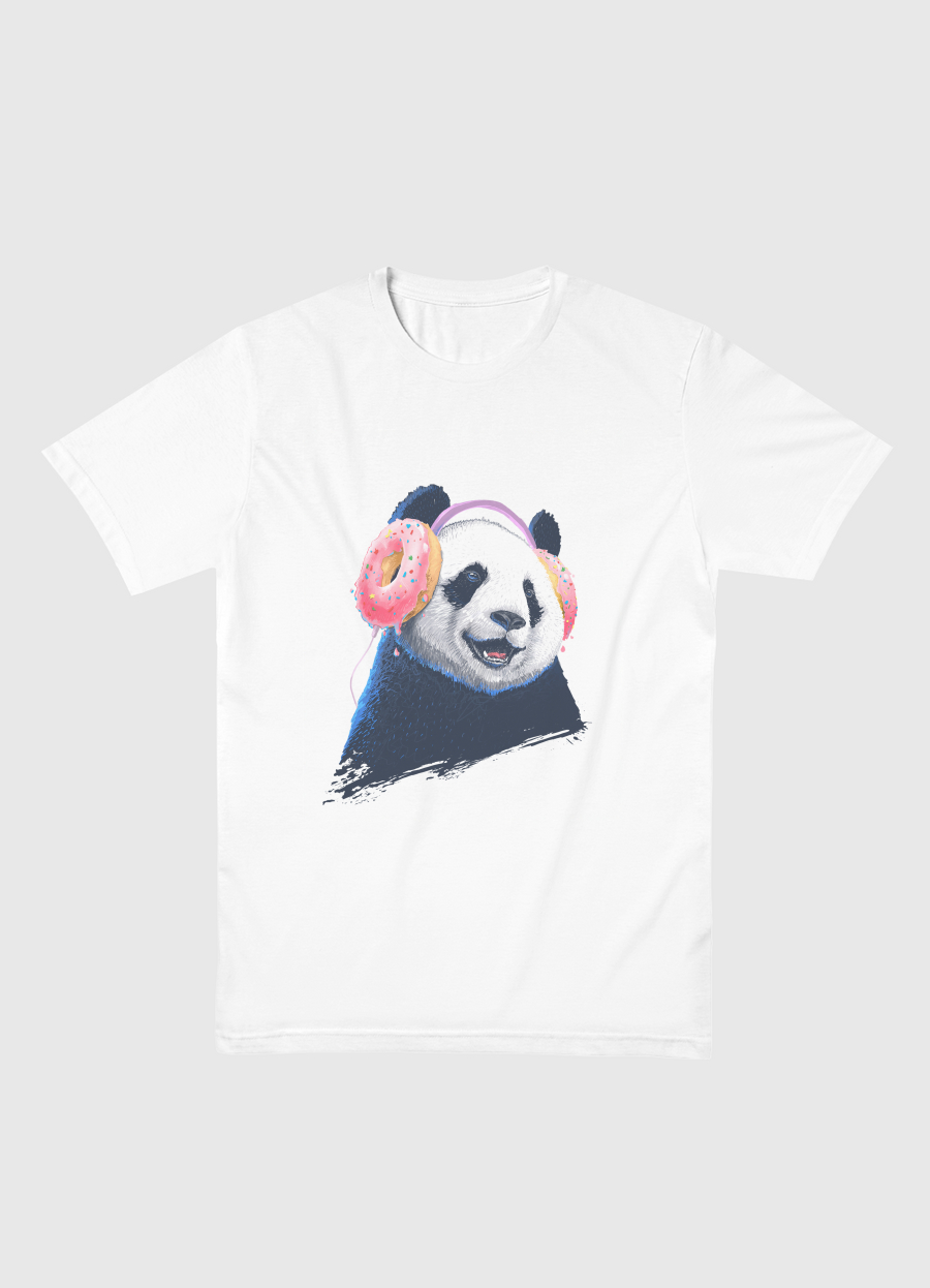 Panda in headphones