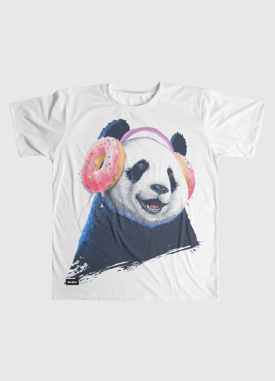Panda in headphones