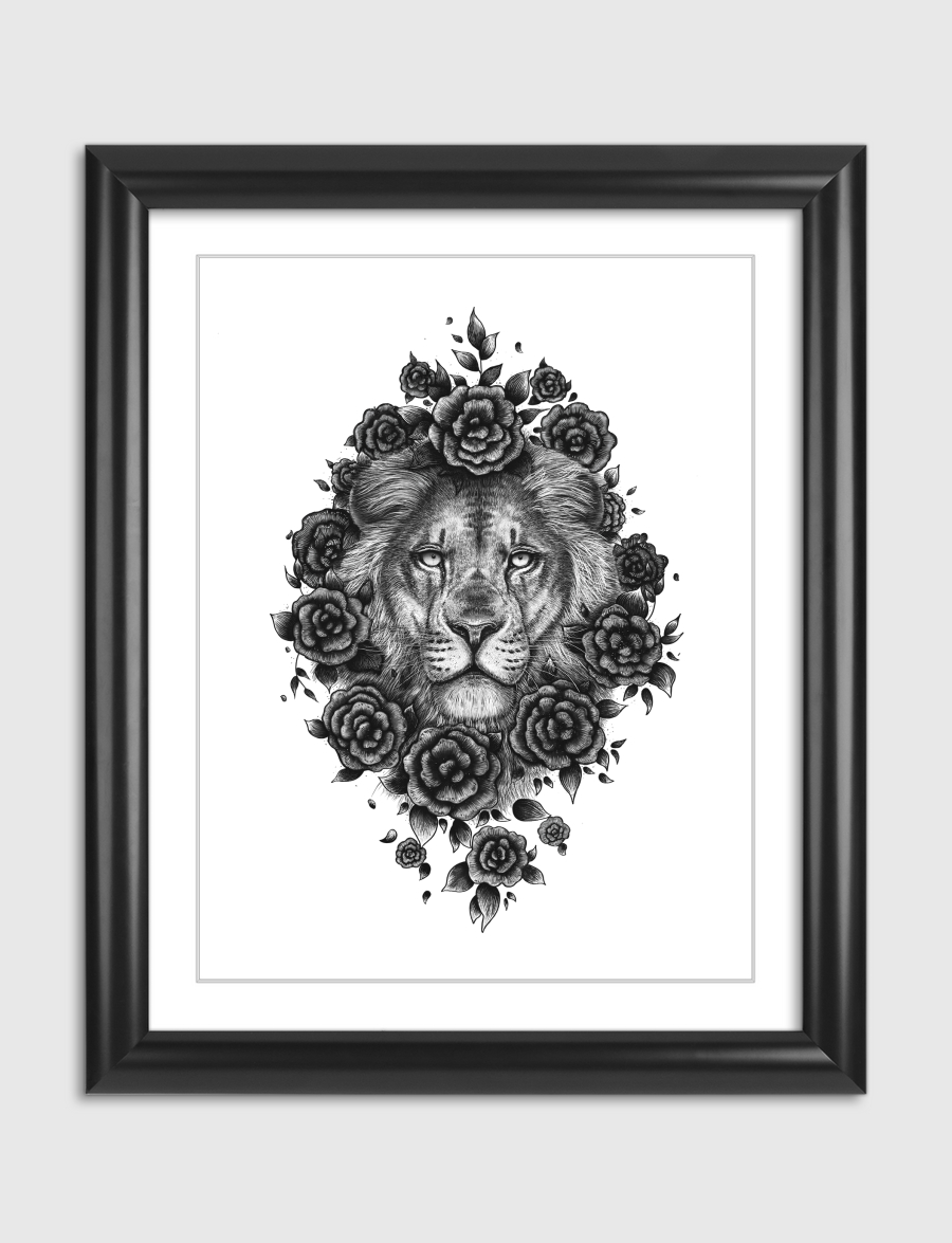 Lion in flowers