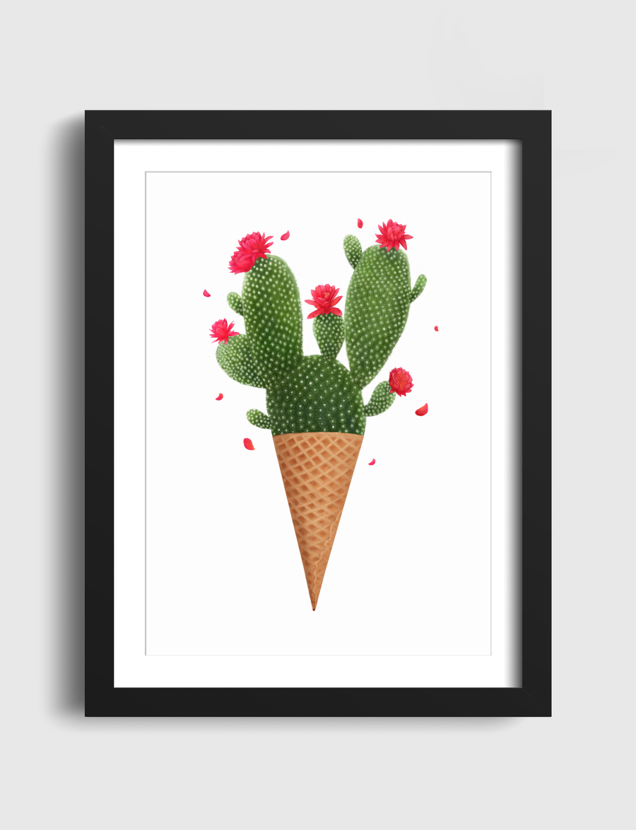 Ice cream with cactus