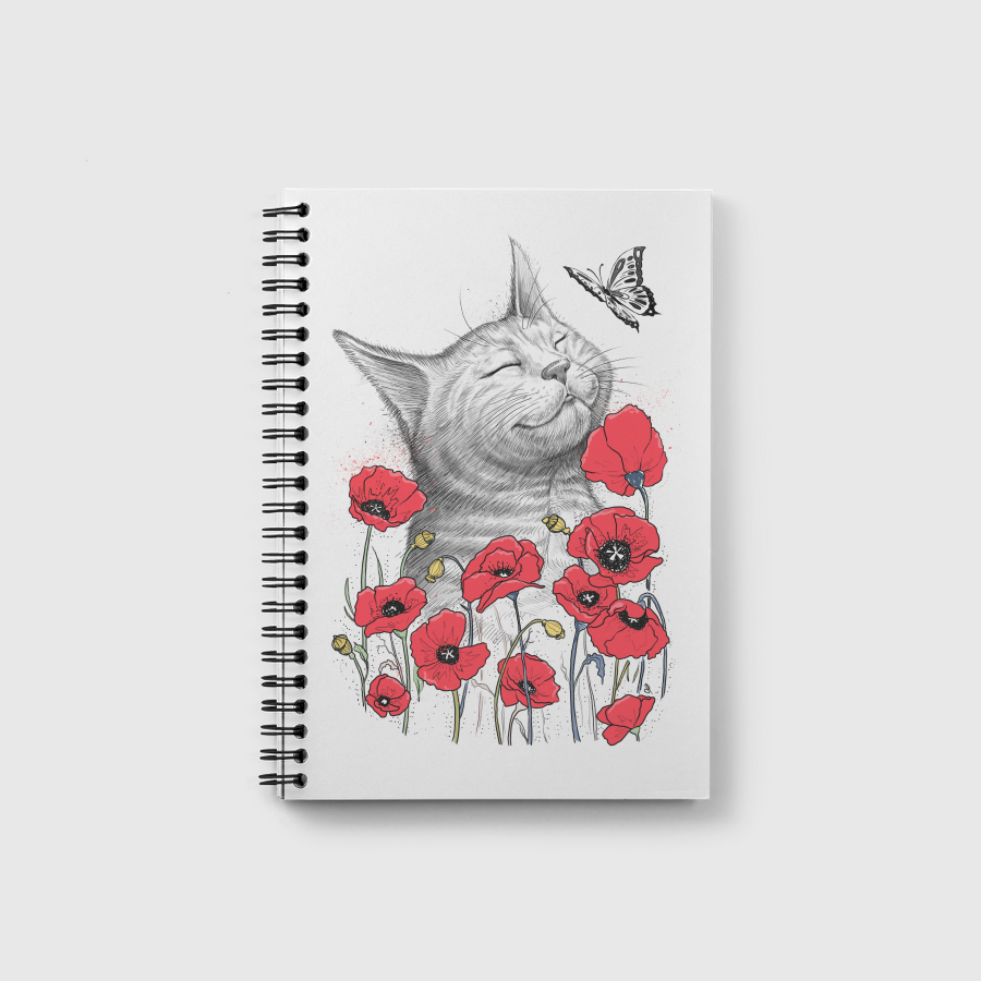 Cat in poppies