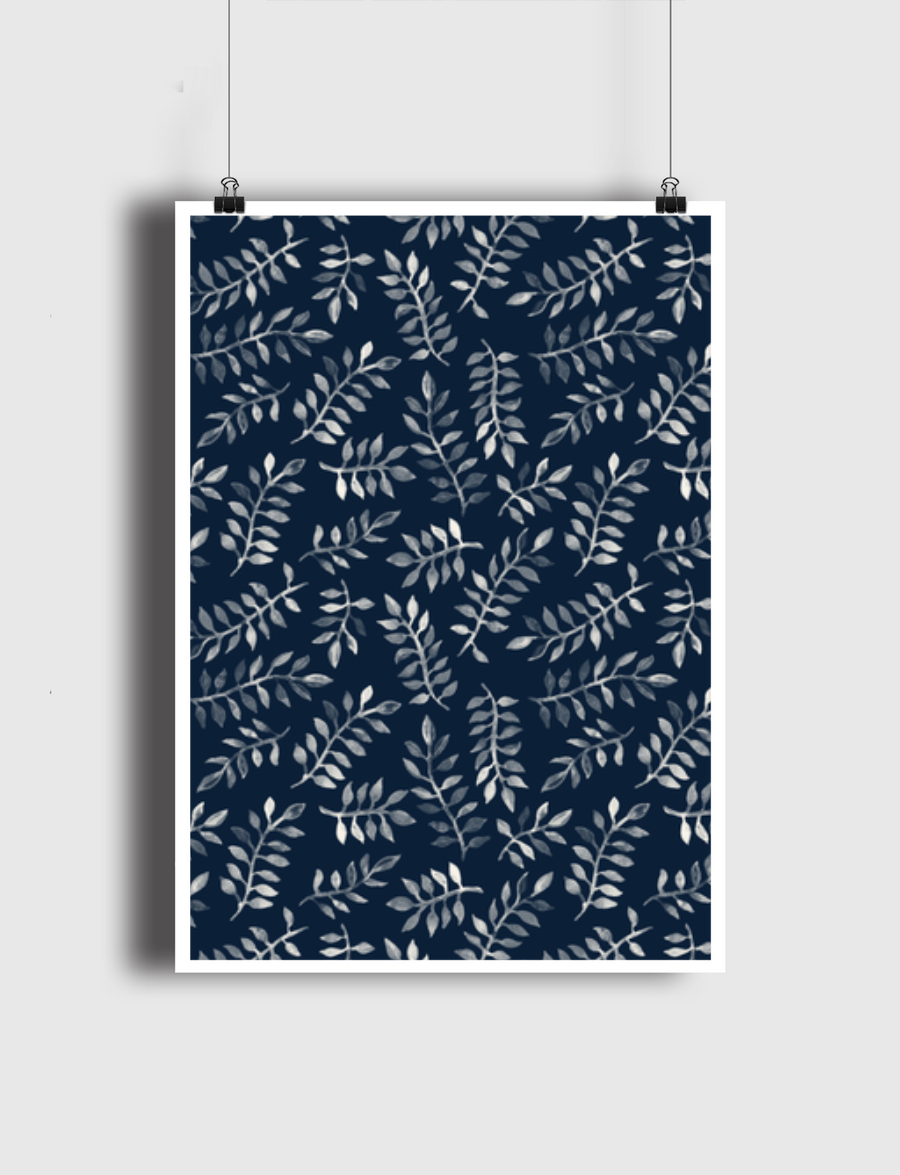 White Leaves on Navy