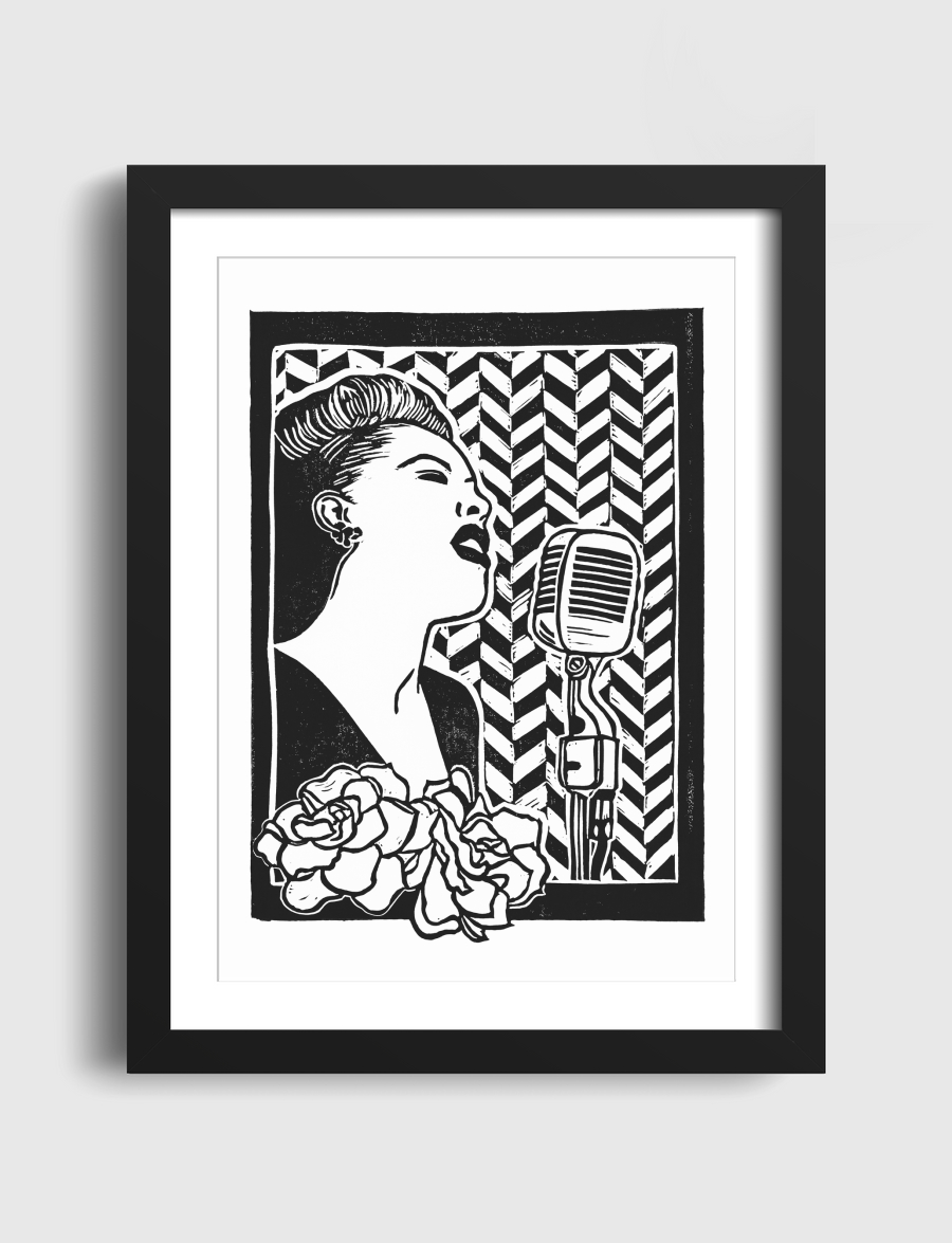 Billie Holiday Blockprint