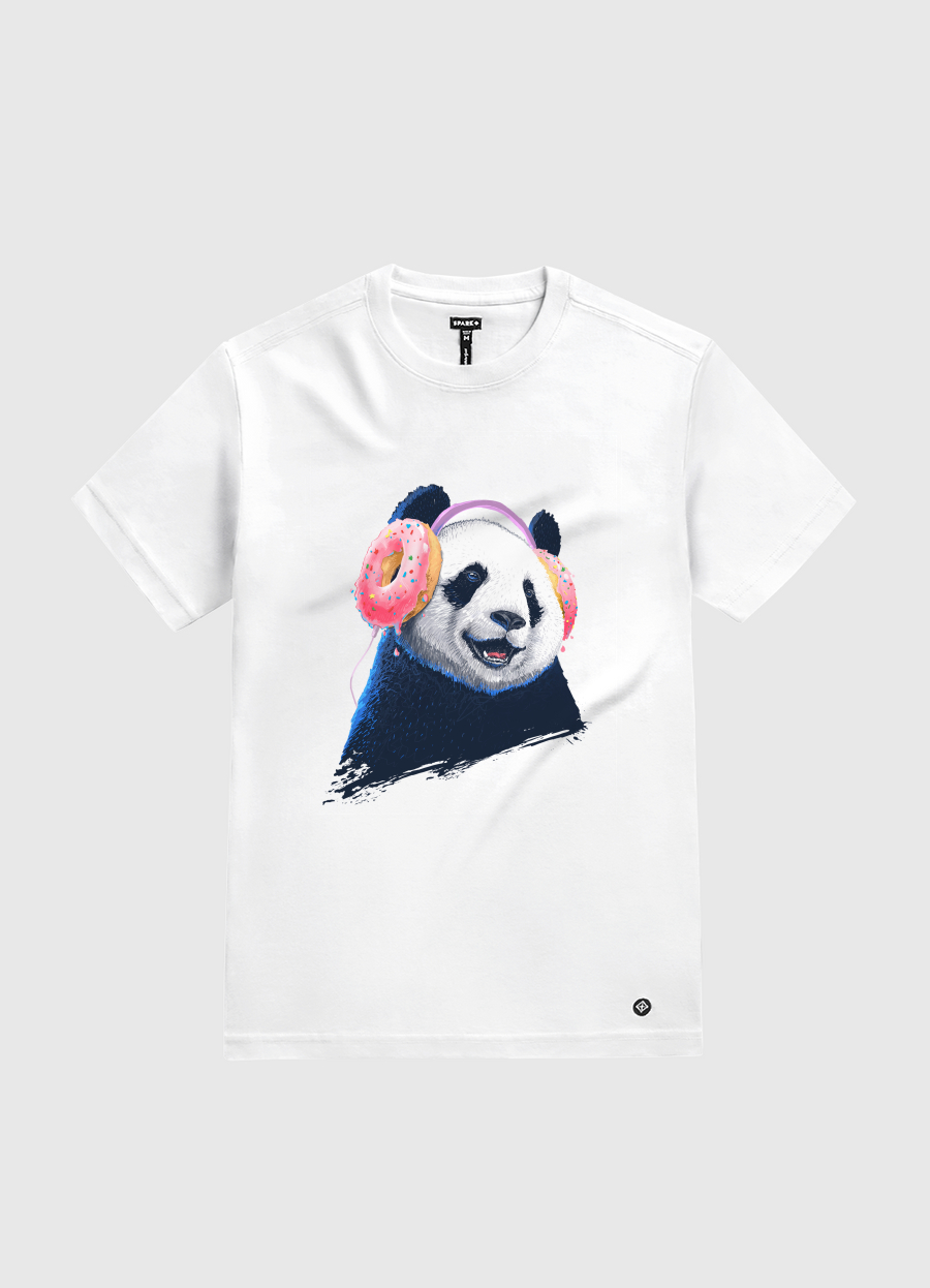 Panda in headphones