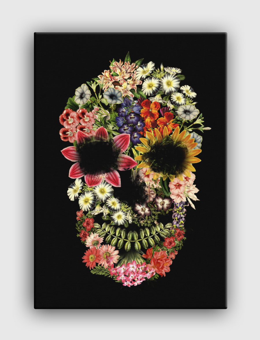 Floral Skull Vintage Black